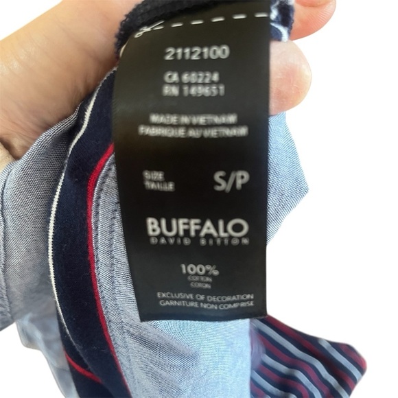 Buffalo David Britton Striped Long Sleeve Top | Blue Red Layered | 100% Cotton - Picture 4 of 4